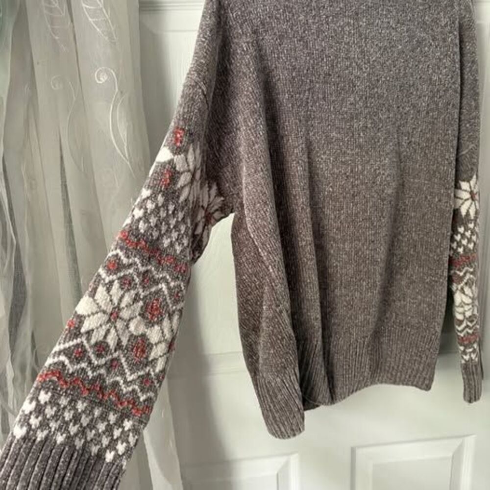 NWOT Christian Siriano Fair Isle Sweater Socks Set Womens Size L Taupe Mock Neck - Picture 3 of 9